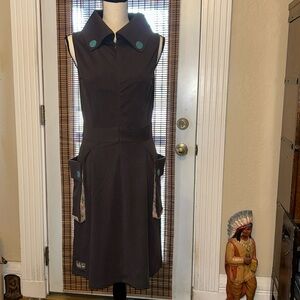 Matilda Jane Brown Sleeveless Zip Up Shift w/Large Side Pockets Size MED NWT